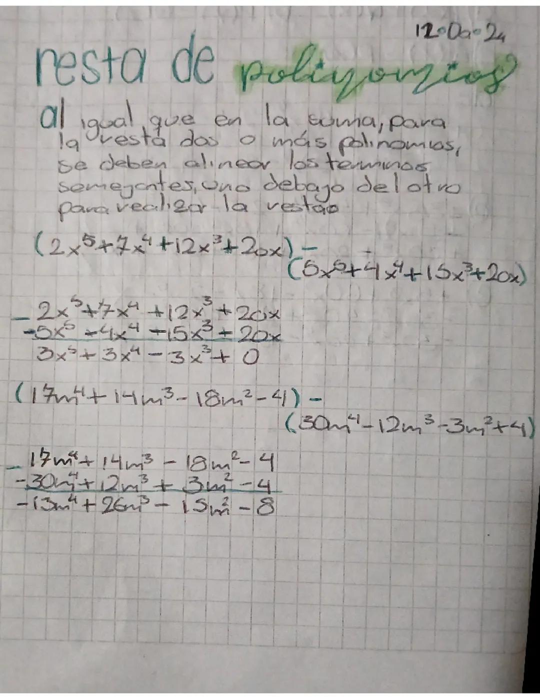 Resta de polinomios