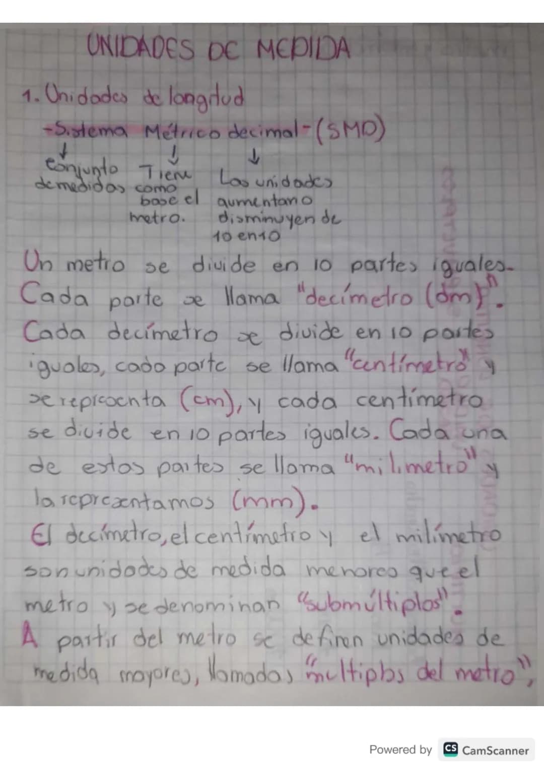 # UNIDADES DE MEDIDA
## 1. Unidades de longitud
-Sistema Métrico decimal-(SMD)
↓
↓
Conjunto
demedidas como
base el
metro.
Tiene
Las unidade