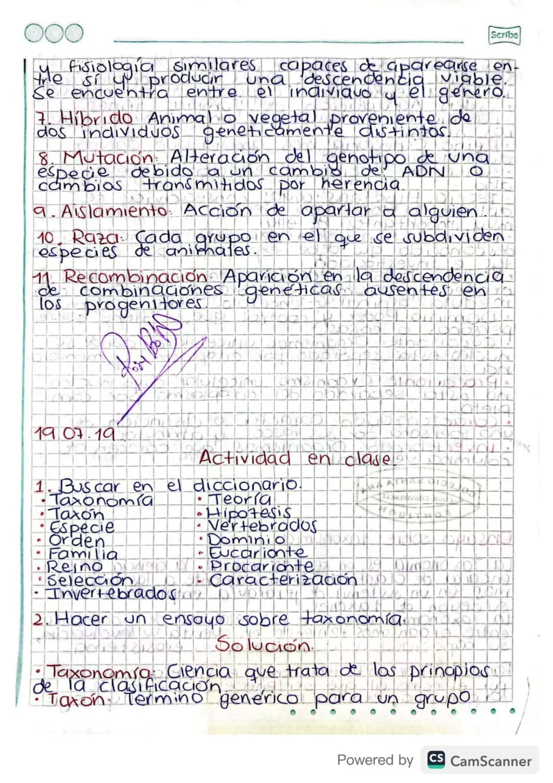 duplica y puede dar origen a los seres vivas.
31. 05. 19.
# TAXONOMÍA
## Actividad: Clasificación de 9°D.
**TAXONOMÍA** (RECORDAR)
Cienci