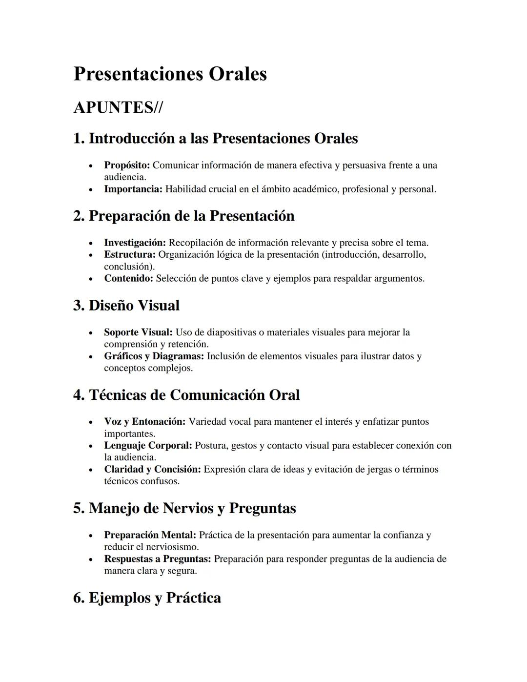Presentaciones Orales
APUNTES//
1. Introducción a las Presentaciones Orales
•
•
Propósito: Comunicar información de manera efectiva y persua