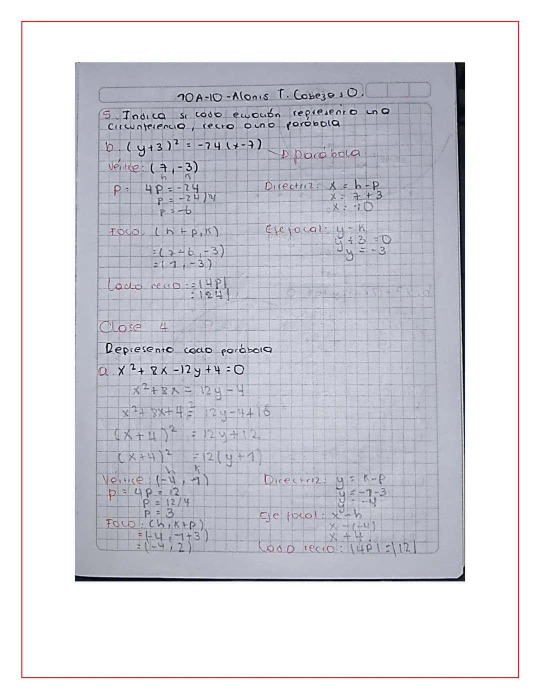 10A-10-Alanis Cabezos 11 08 21
### 3 datos importantes
- Vértice $(h,k)$ o $(0,0)$
- Vertical u horizontal:
- $(x-h)^2=4p(y-K)$ Wexsical