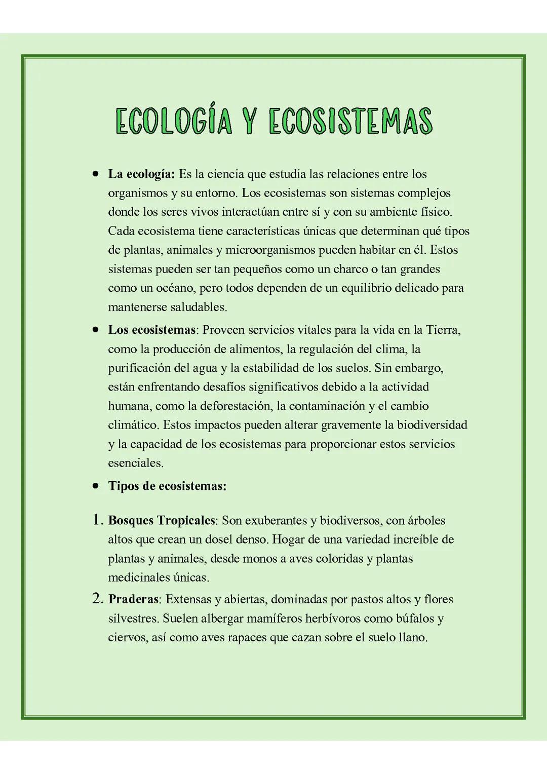 ECOLOGÍA Y ECOSISTEMAS