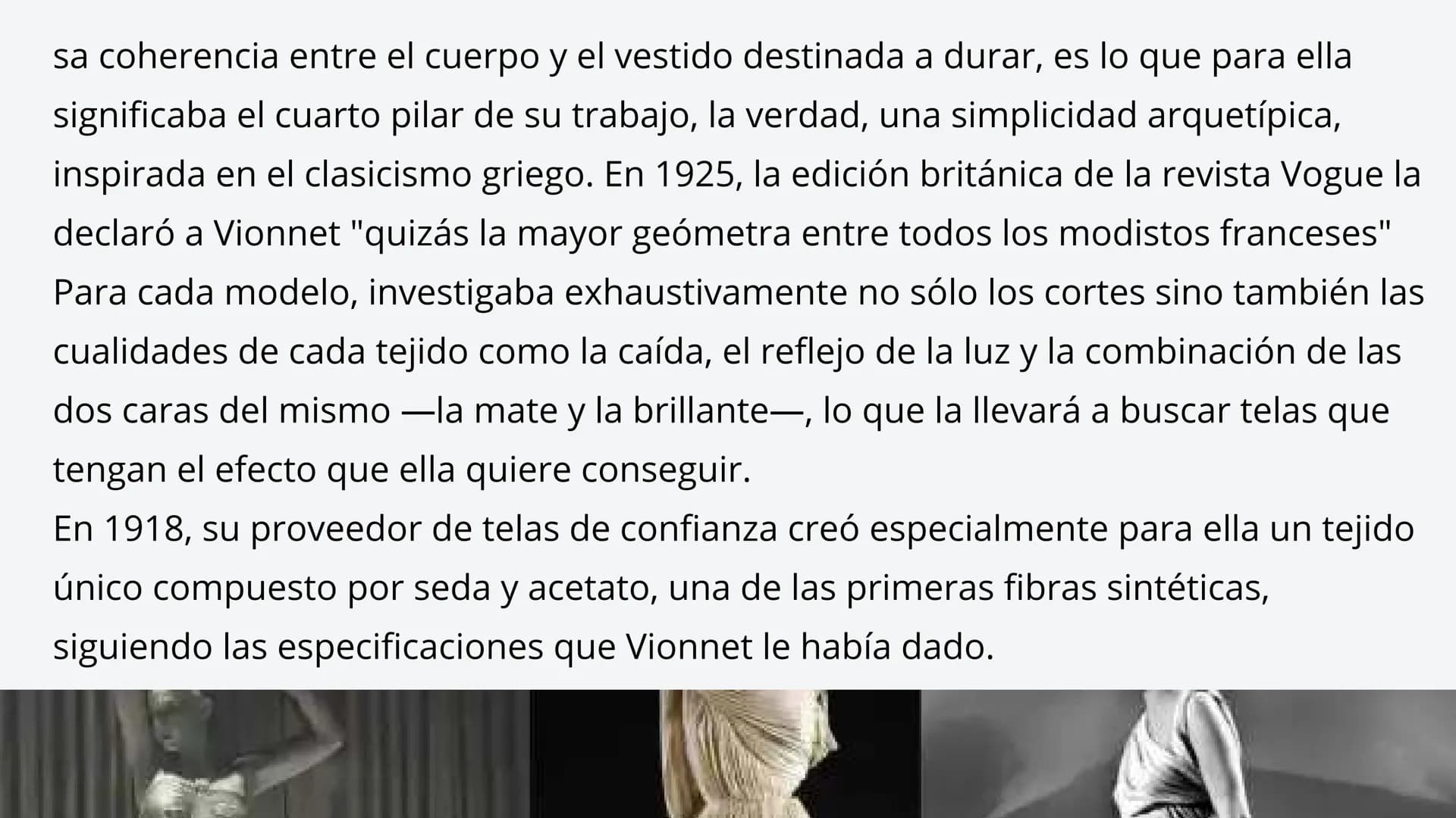 # MADELEINE VIONNET
Madeleine Vionnet, nacio el 22 de junio de 1876 -fue una diseñadora de alta costura francesa, y como tal, una de las fig