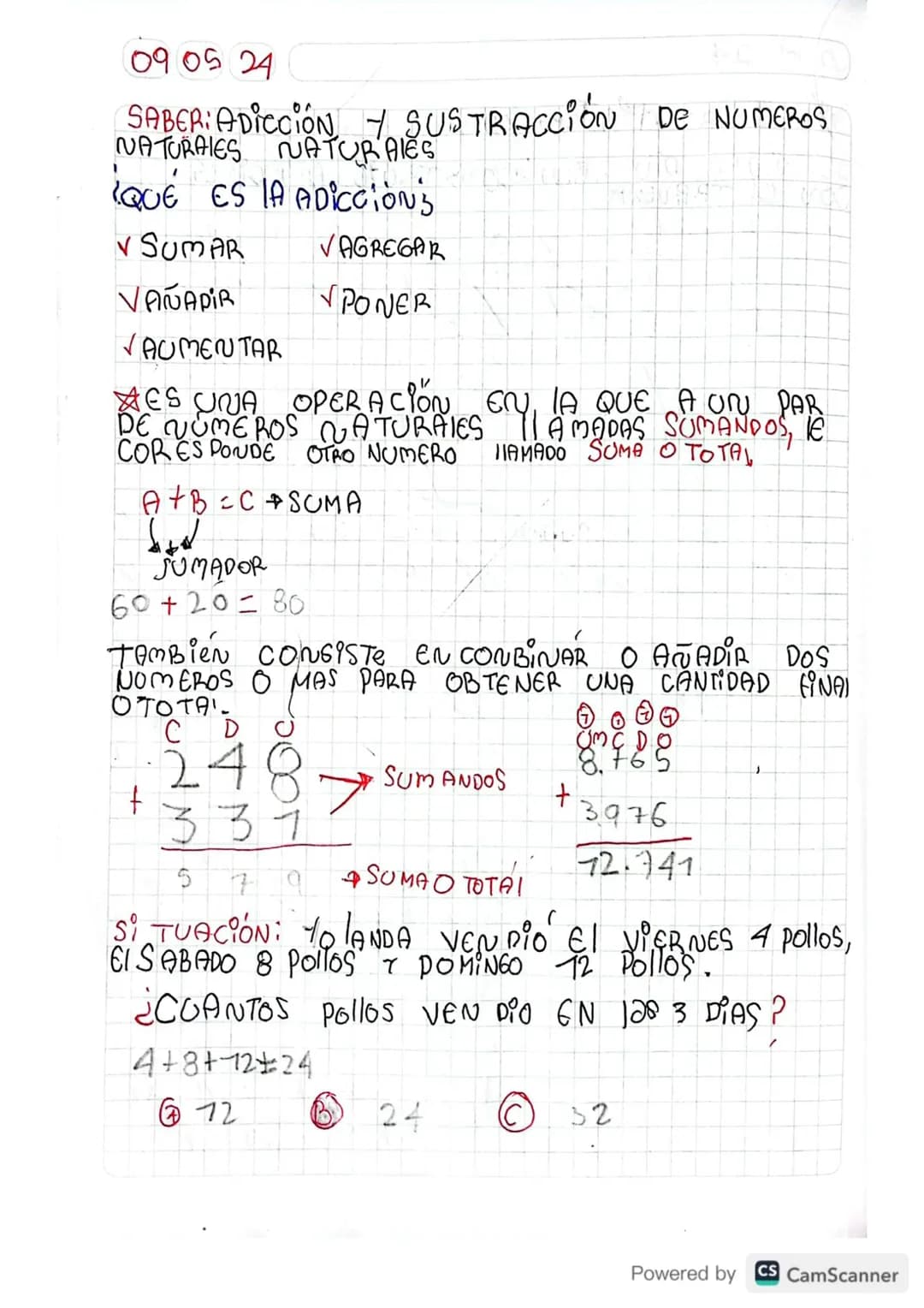 09 05 24
# SABER: ADICCIÓN Y SUSTRACCIÓN DE NUMEROS NATURAIES NATURAIES
## QUE ES LA ADICCIONS
* SUMAR
* VAGREGAR
* VAÑADIR
* PONER
* VAU