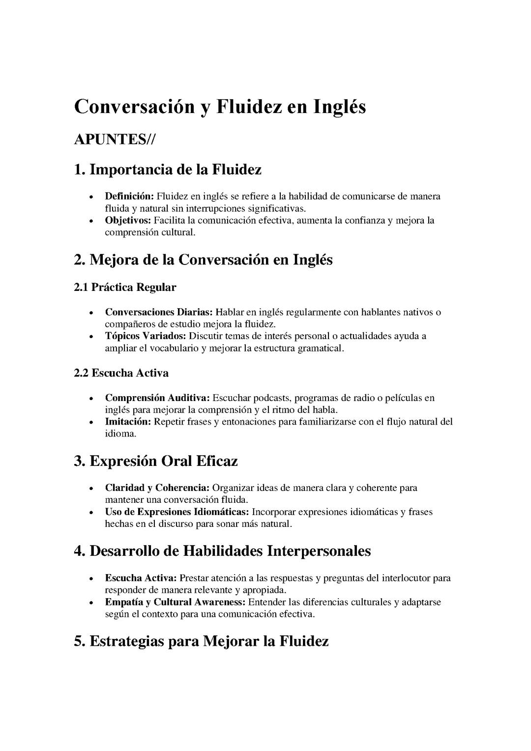 Conversación y Fluidez en Inglés