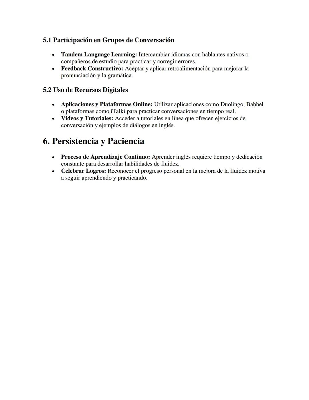 Conversación y Fluidez en Inglés
APUNTES//
1. Importancia de la Fluidez
•
Definición: Fluidez en inglés se refiere a la habilidad de comunic