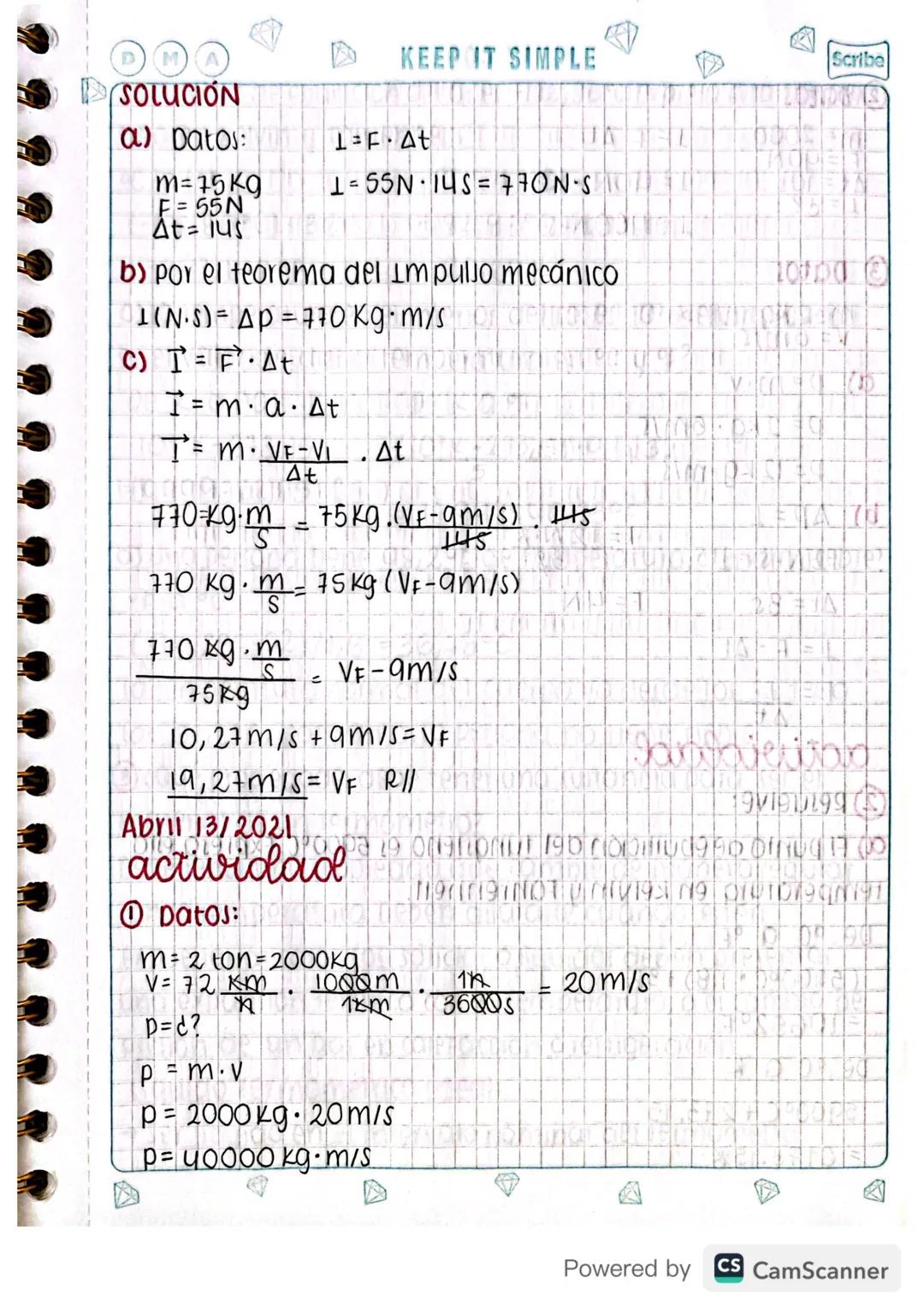 Abril 8/2021
la energía en las colisiones. ppp
CANTIDAD DE MOVIMIENTO LINEAL/MOMENTO LINEAL:
Es una magnitud vectorial que relaciona la m