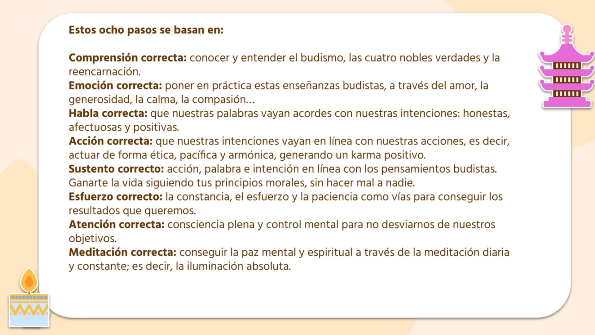 ## Tabla de contenidos
1. 01
¿Que es?
2. 02
¿Qué tipo de
religión es?
3. 03
Creencias
4. 04
Tipos de
budismo
5.