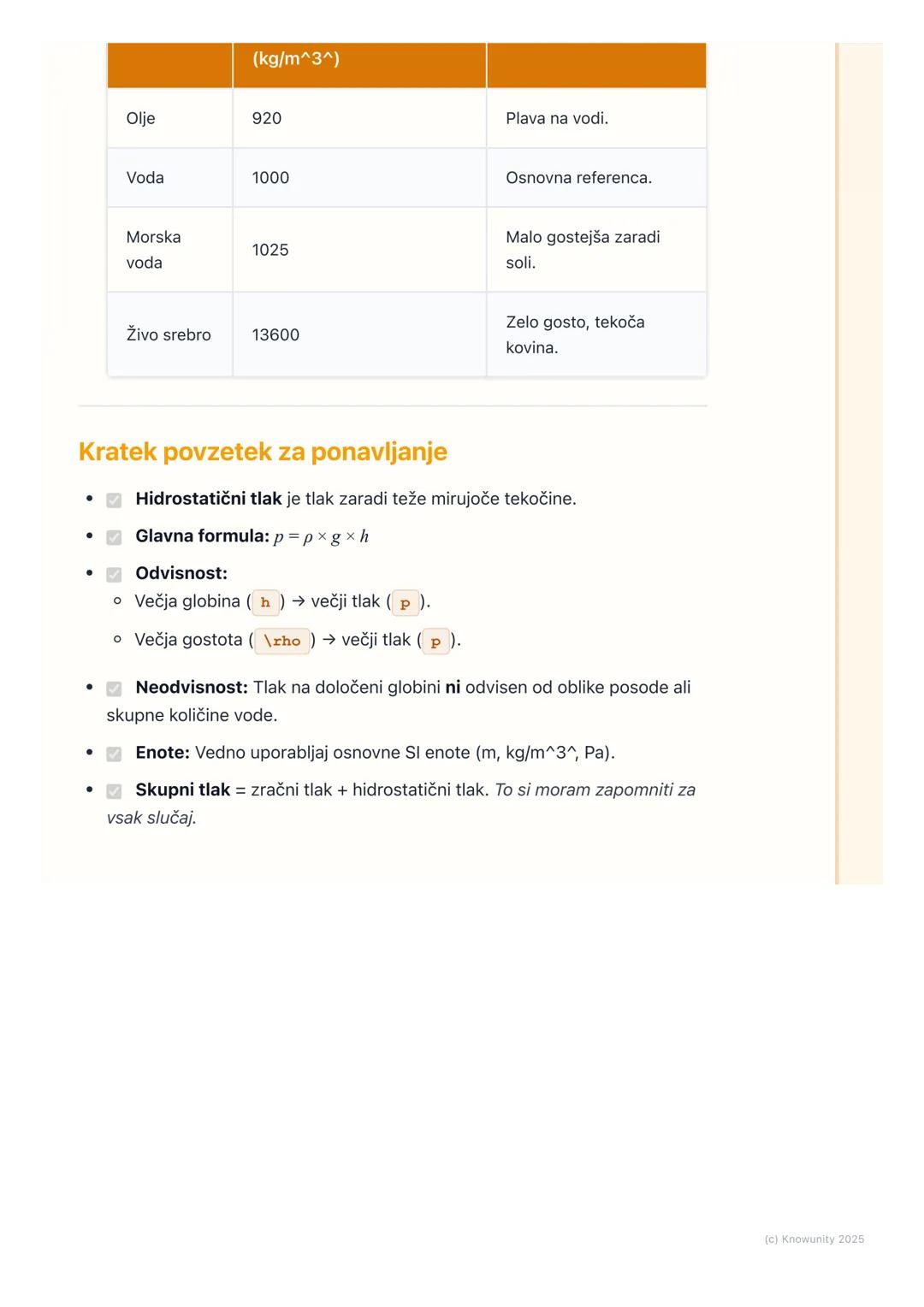 # Tlak v tekočinah
Uvod in osnove
Tlak v tekočinah je sila, s katero tekočina pritiska na ploskev. To se zgodi zaradi
teže tekočine. Preds