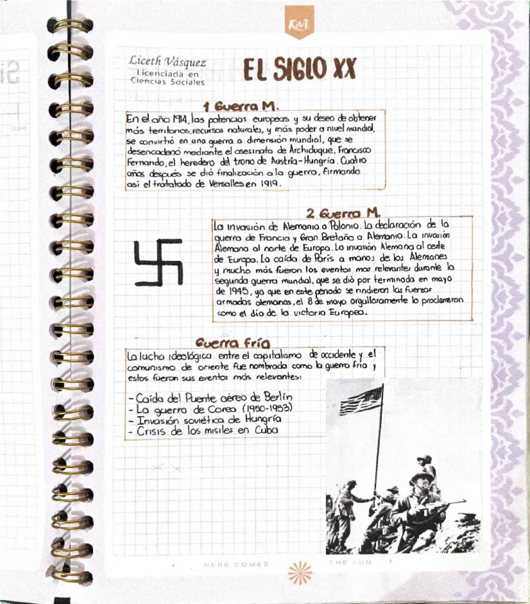 # EL SIGLO XX
## 1 Guerra M.
En el año 1914, las potencias europeas y su deseo de obtener más territorios, recursos naturales, y más poder