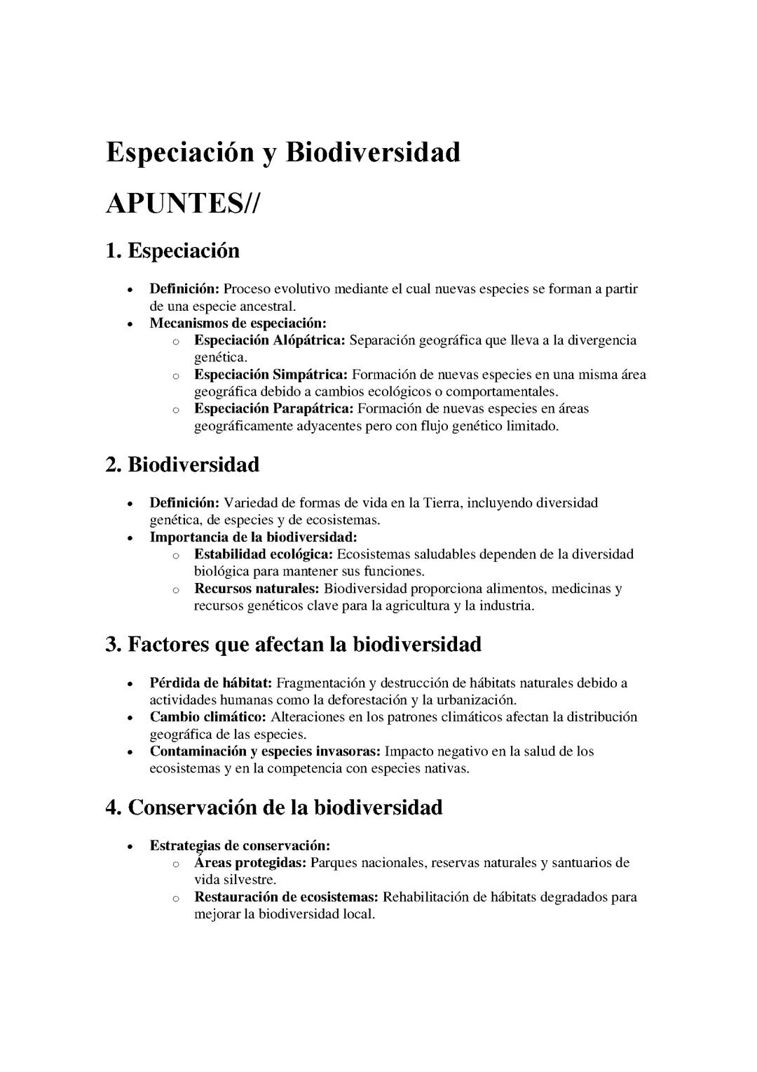 Especiación y Biodiversidad