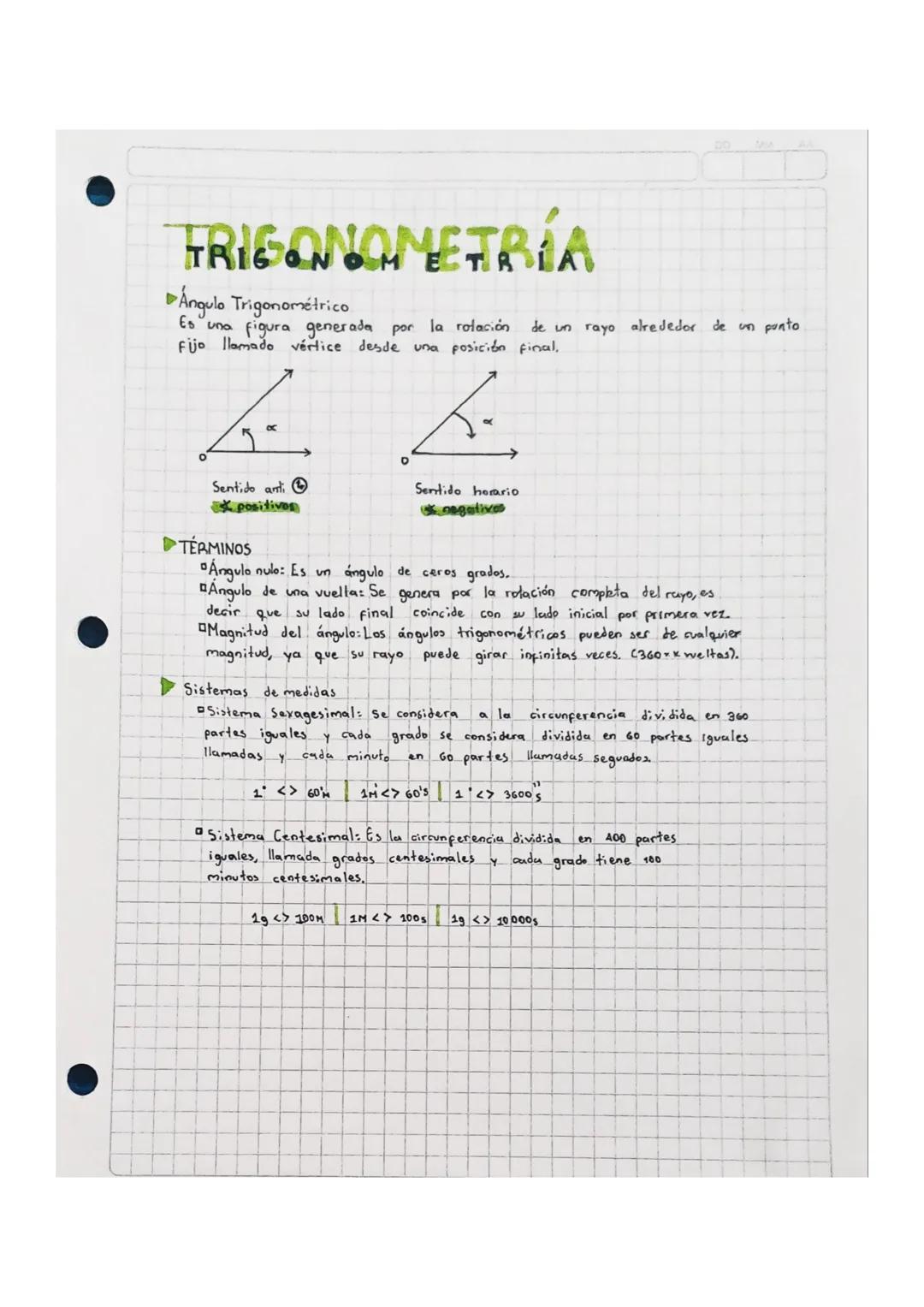 55
TRIGONOMETRÍA
►Angulo Trigonométrico
Es una figura generada por la rotación de un rayo alrededor de un punto
fijo llamado vértice desde u