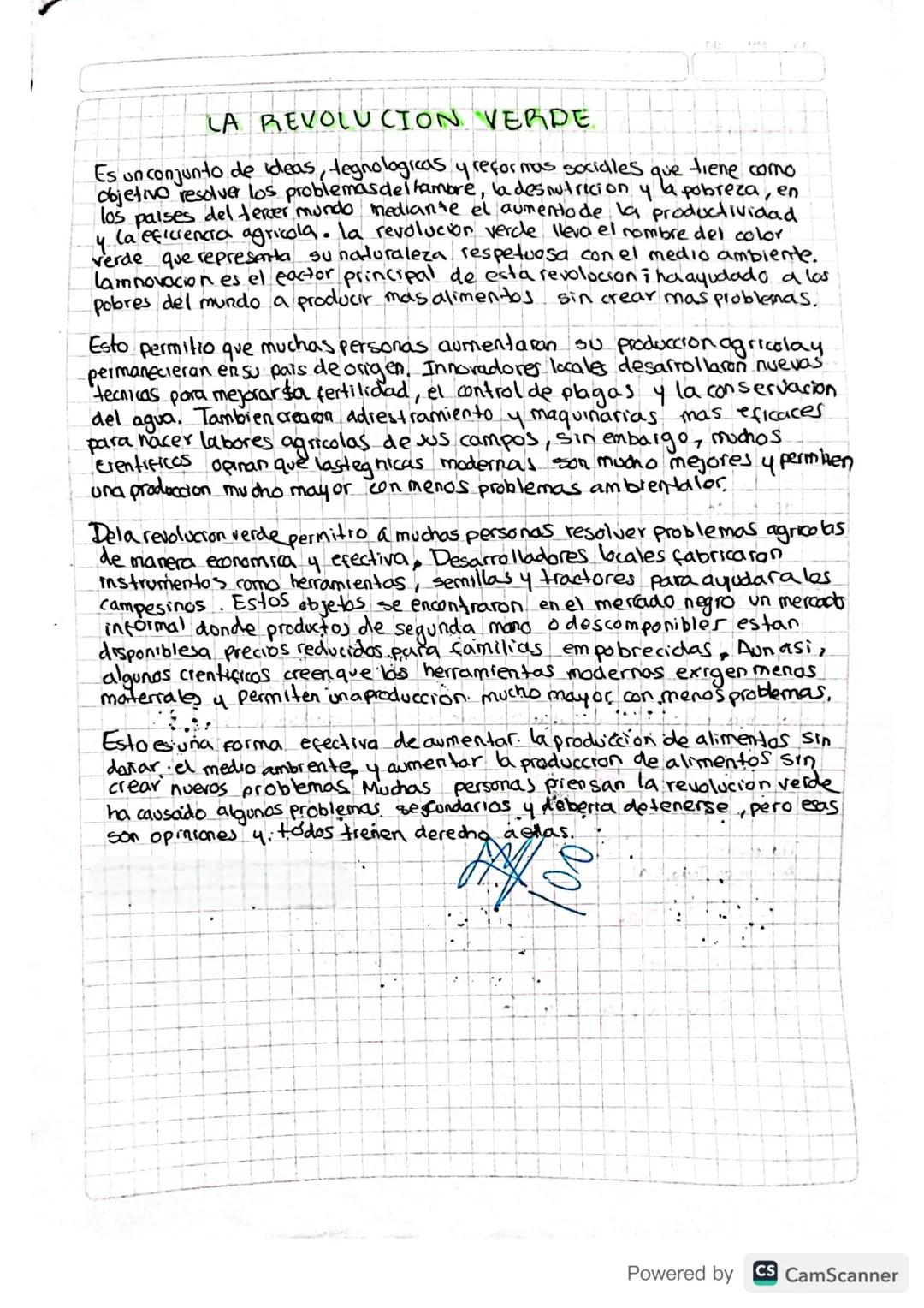 LA REVOLUCION VERDE
Es un conjunto de ideas, tegnologicas y reformas sociales tiene como
que
objetivo resolver los problemas del hambre, la