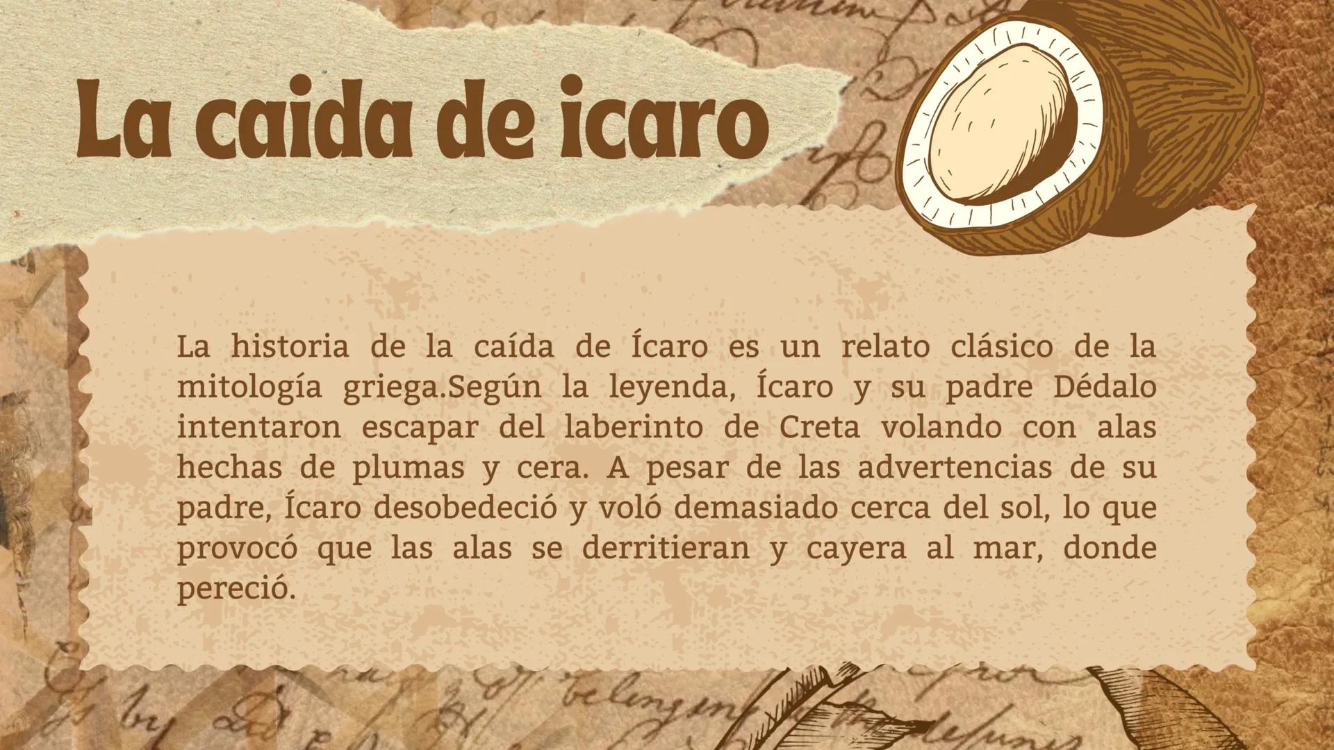 Historia
Indice
La caida de icaro
Las tres hermanas
del destino
Representacion
¿Relacion?
Resumen # La caida de icaroo
La historia de l