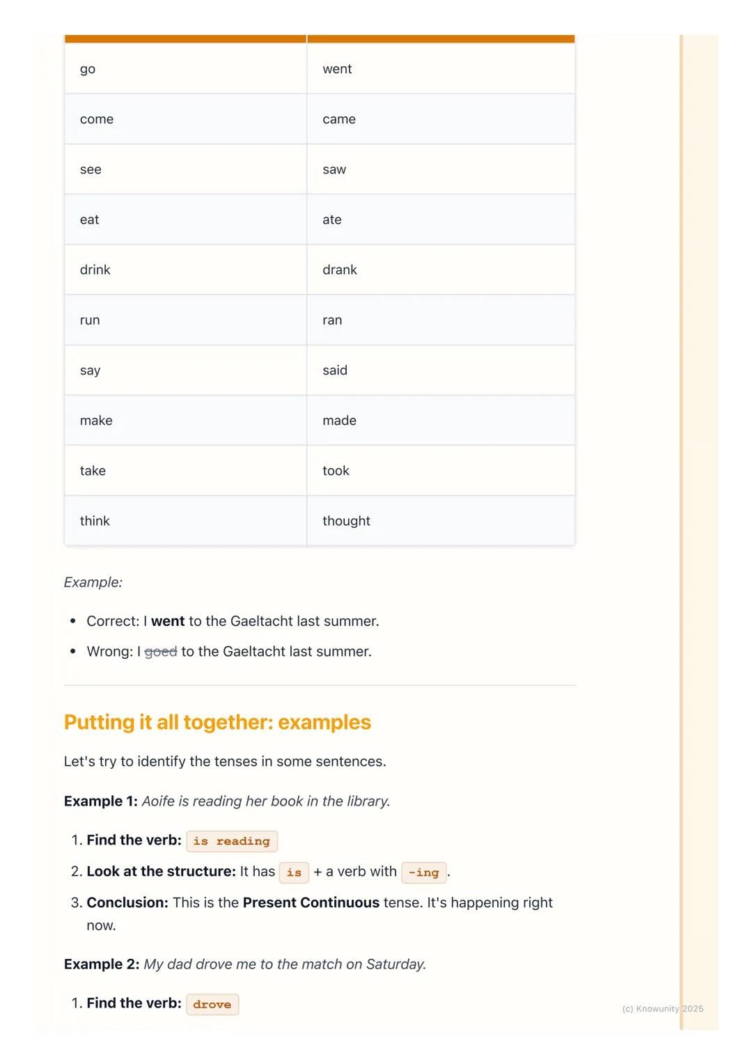 # Verb Tenses
What are verb tenses?
Verb tenses tell us when an action is happening. Verbs are the 'doing' words in
a sentence, and the te