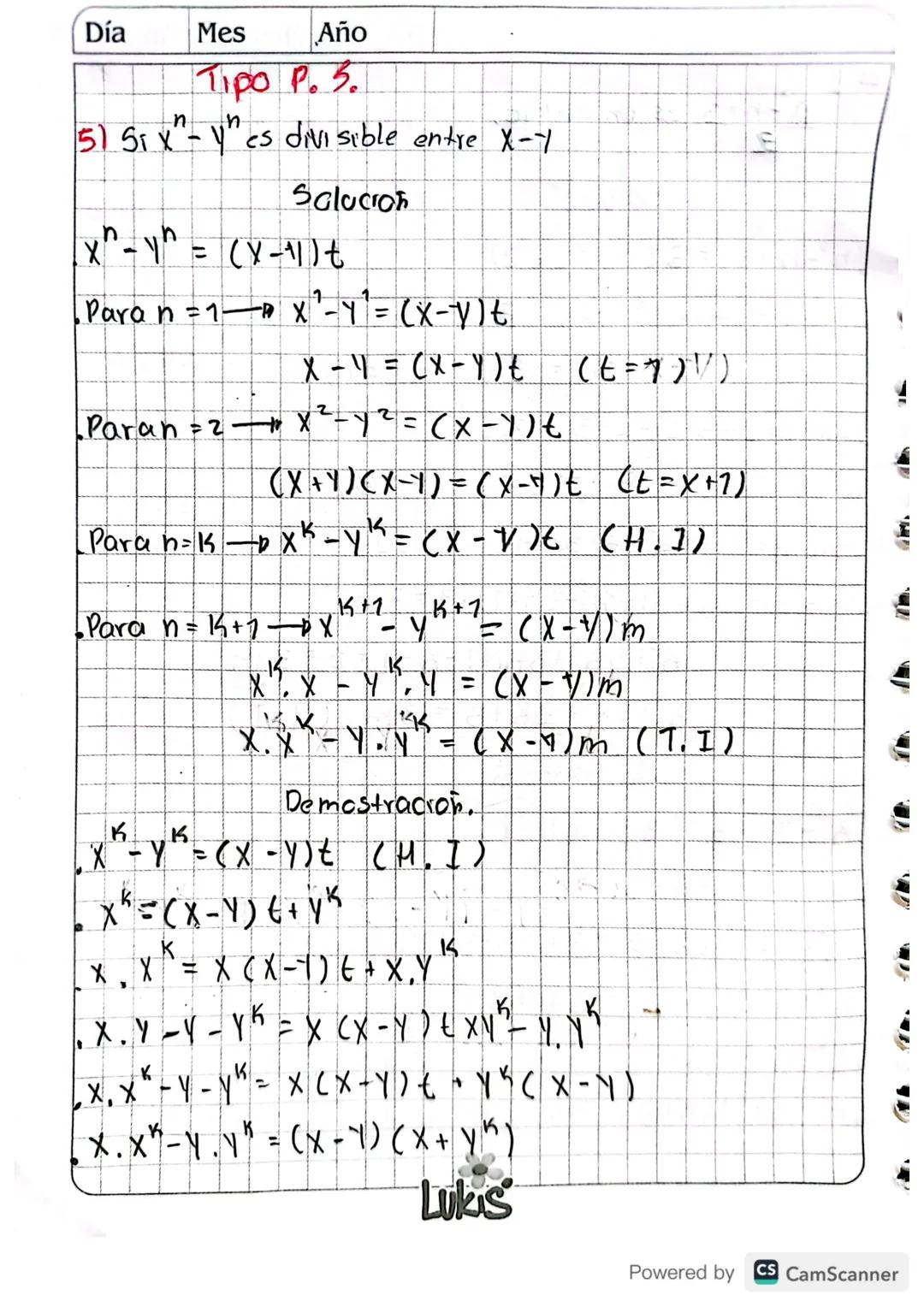 Inducción Matematica.
Demuestre
por
Induccion matematica
7) 1 + 2 + 3 + ... + n = n(n + 2)
Z
Solución
Paran = 17 = 7(1+1)-7=2
2
1 = 1 (be cu