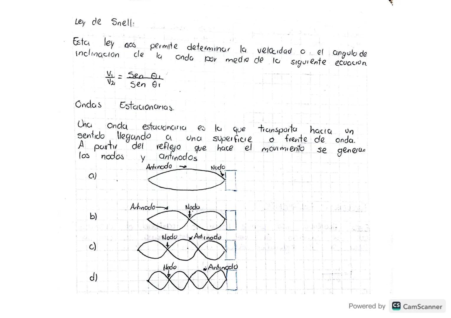 Ley de Snell:
Esta ley Gos
inclinacion
cle
V₁ = Sea
permite determinar la velocidad o
la
onda
L
el angulo de
por medio de lo siguiente ecuac