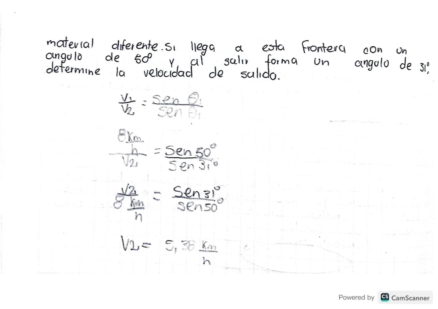 Ley de Snell:
Esta ley Gos
inclinacion
cle
V₁ = Sea
permite determinar la velocidad o
la
onda
L
el angulo de
por medio de lo siguiente ecuac