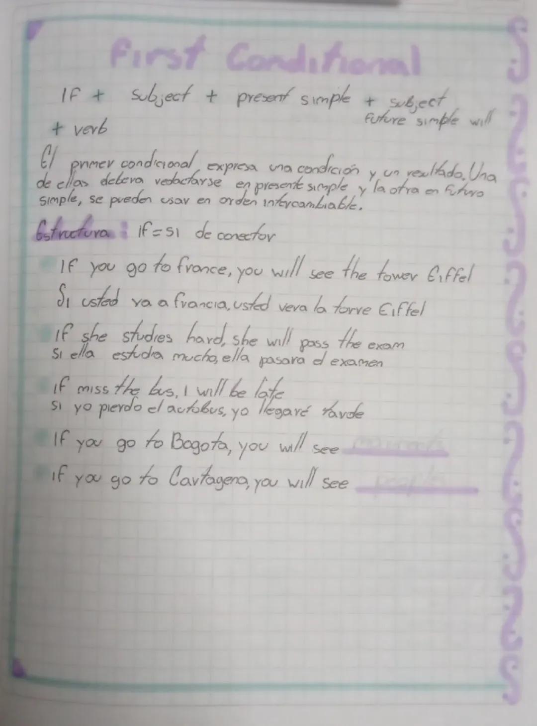 # First Conditional
IF + subject + present simple + subject
+ verb future simple will
El primer condicional expresa una condición y un