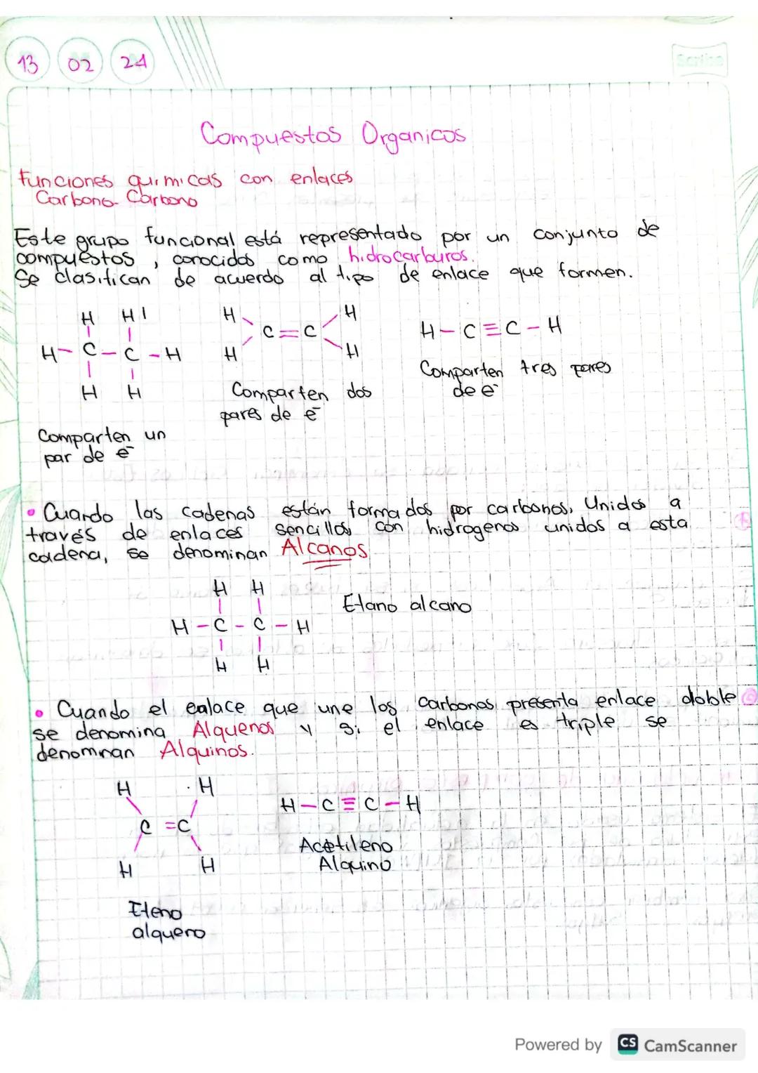 13
02 24
Compuestos Organicos
Funciones quimicas con enlaces
unciones durmice
Este
grupo
Compuestos
funcional está representado por un
como