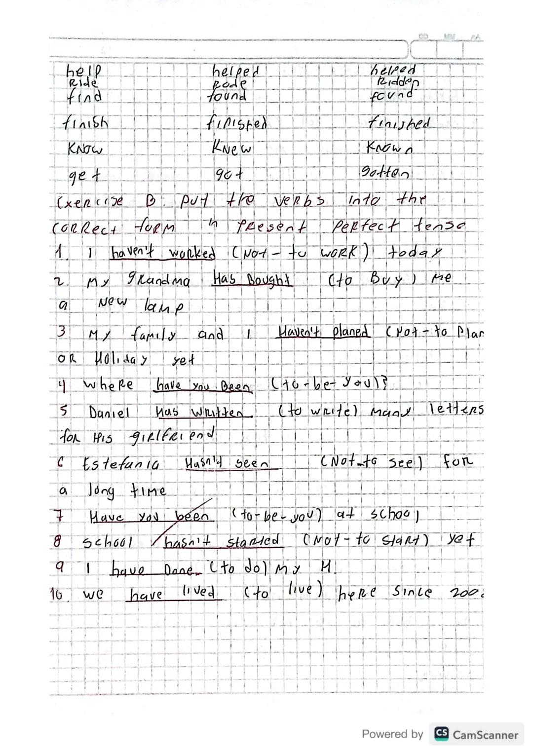CD
AA
Activity #1
XERCISE A: Write the past simple and
'ast Participle of the following Nepbs
BASIC FORMм fast simple Past Participle
work