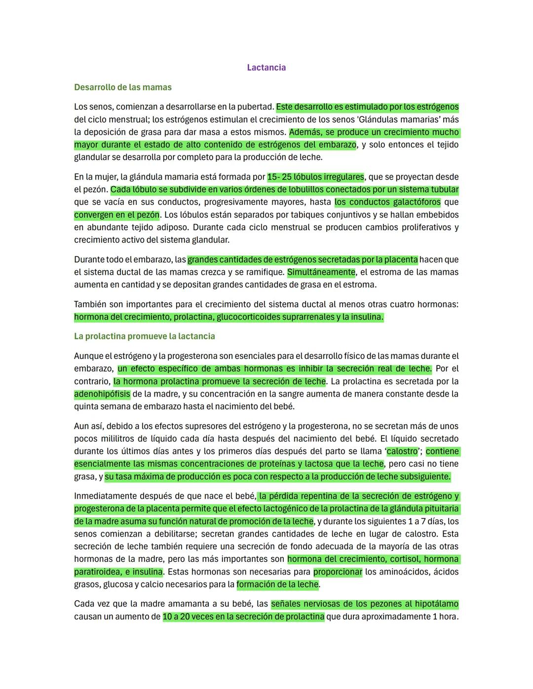 # Lactancia
Desarrollo de las mamas
Los senos, comienzan a desarrollarse en la pubertad. Este desarrollo es estimulado por los estrógenos