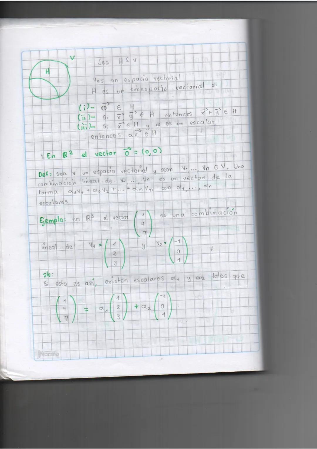 Apuntes de Combinaciones lineales