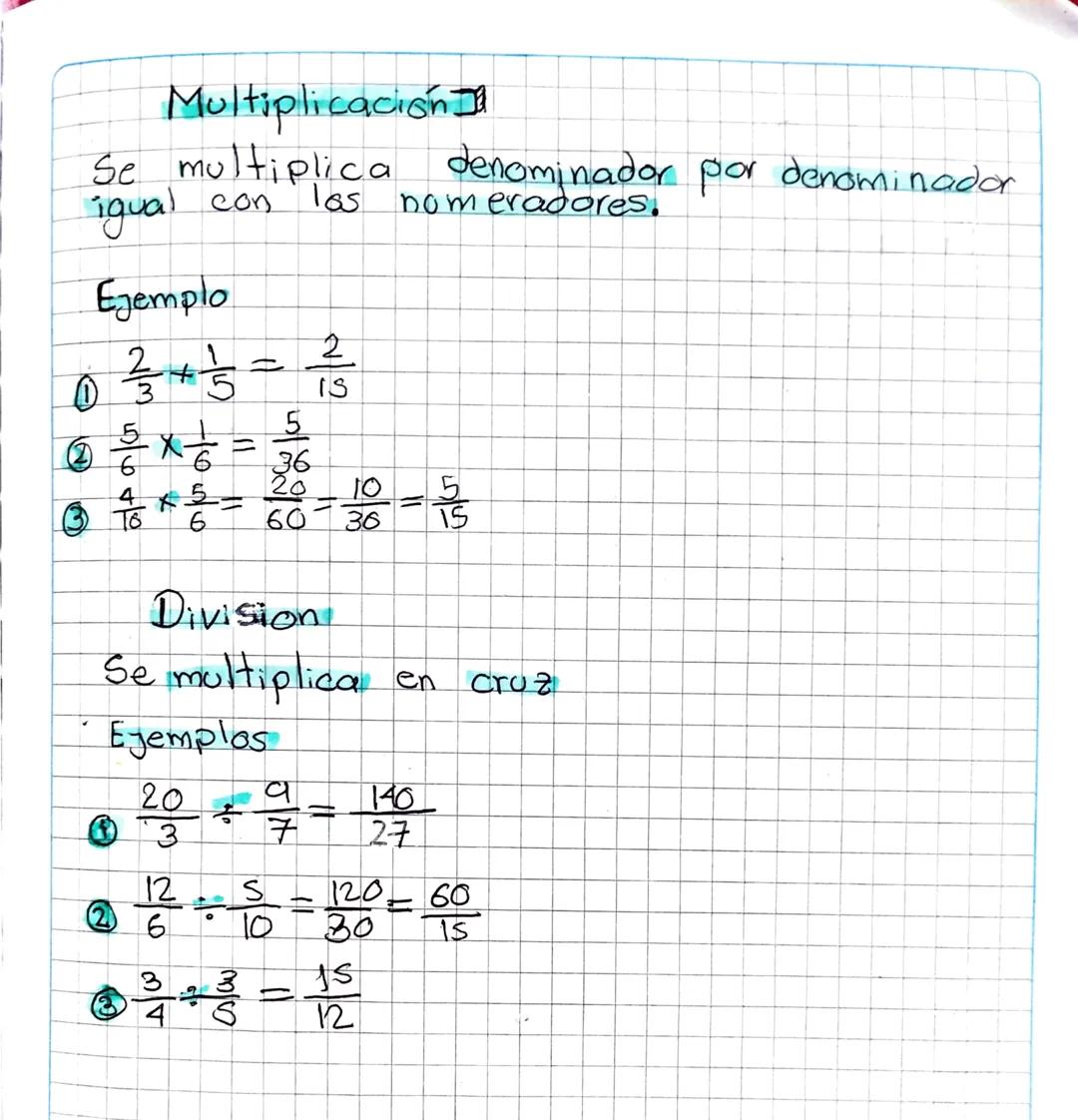 Multiplicacion y division de fracciones