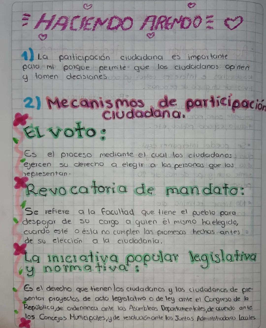HACIENDO ARENDOE
1) La participación ciudadana es importante
parami
y
porque permite que los ciudadanos opinen
tomen decisiones up by los co
