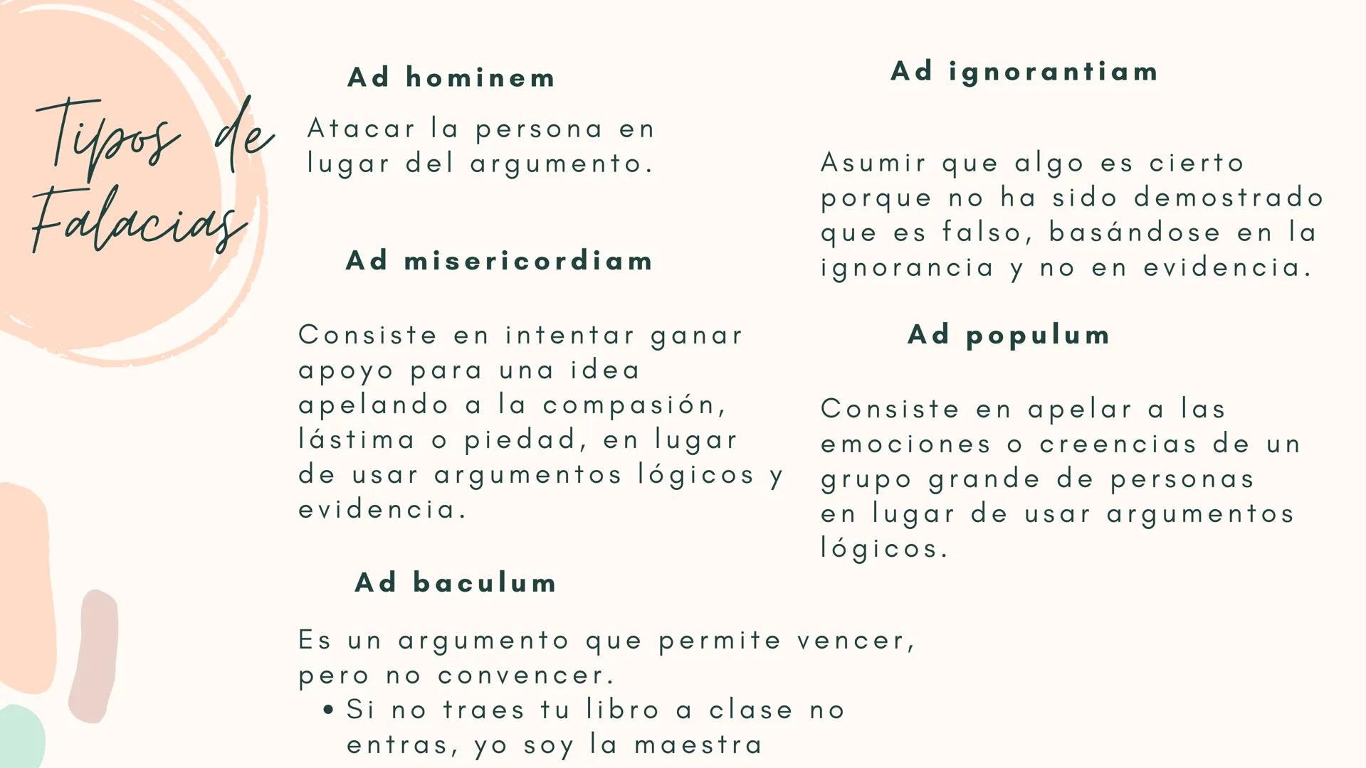 FALACIAS ¿Qué es?
Es un razonamiento incorrecto que tiene
apariencia de ser correcto. Las 2 falacias.
• Sacar conclusiones
generales: A part