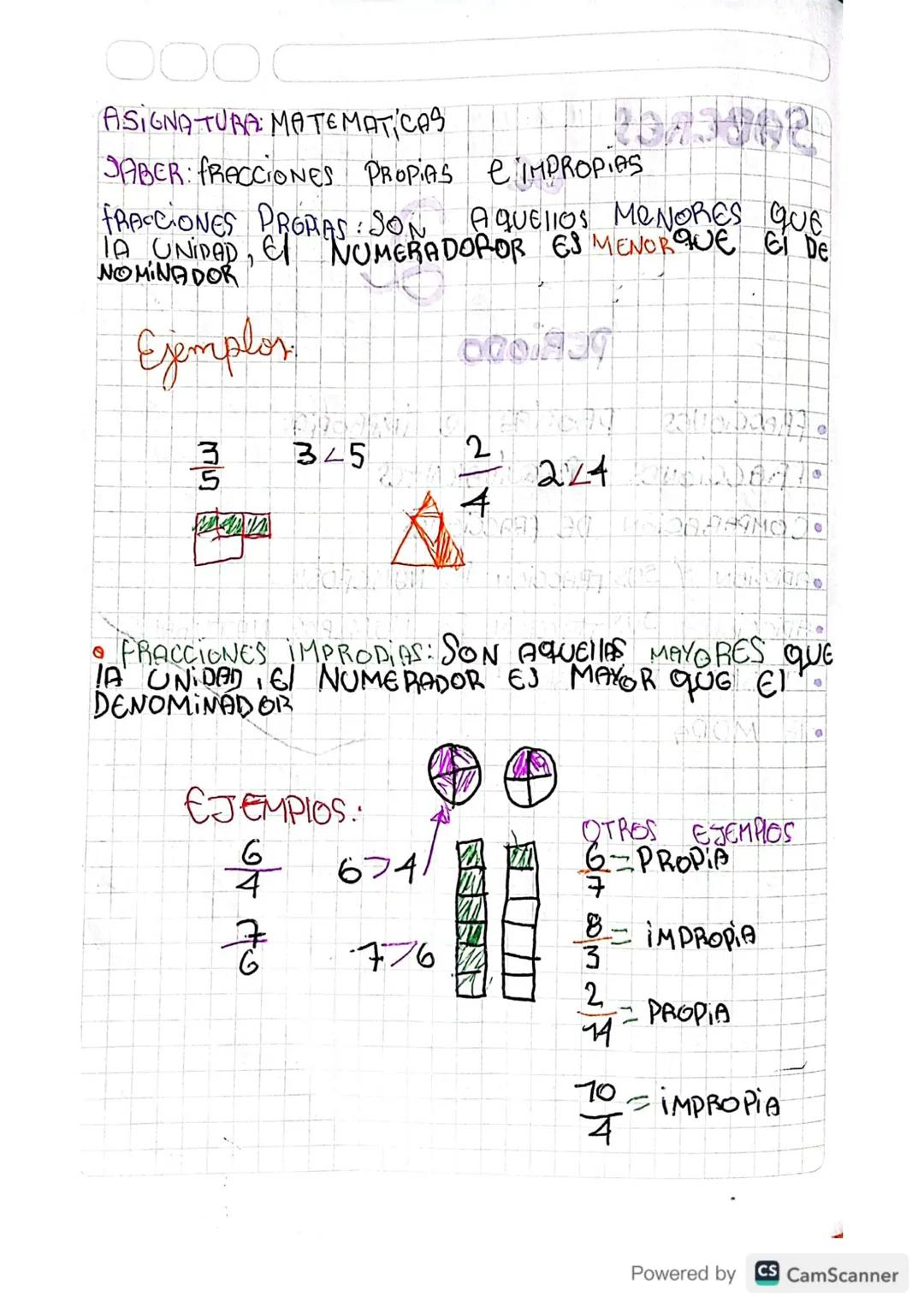 оос
ASIGNATURA: MATEMATICAS
SABER: FRACCIONES PROPIAS e IMPROPIAS
FRACCIONES PROPIAS: SON AQUELIOS MENORES QUE
NO UNIDAD,
TA UNIDAD, E NUMER