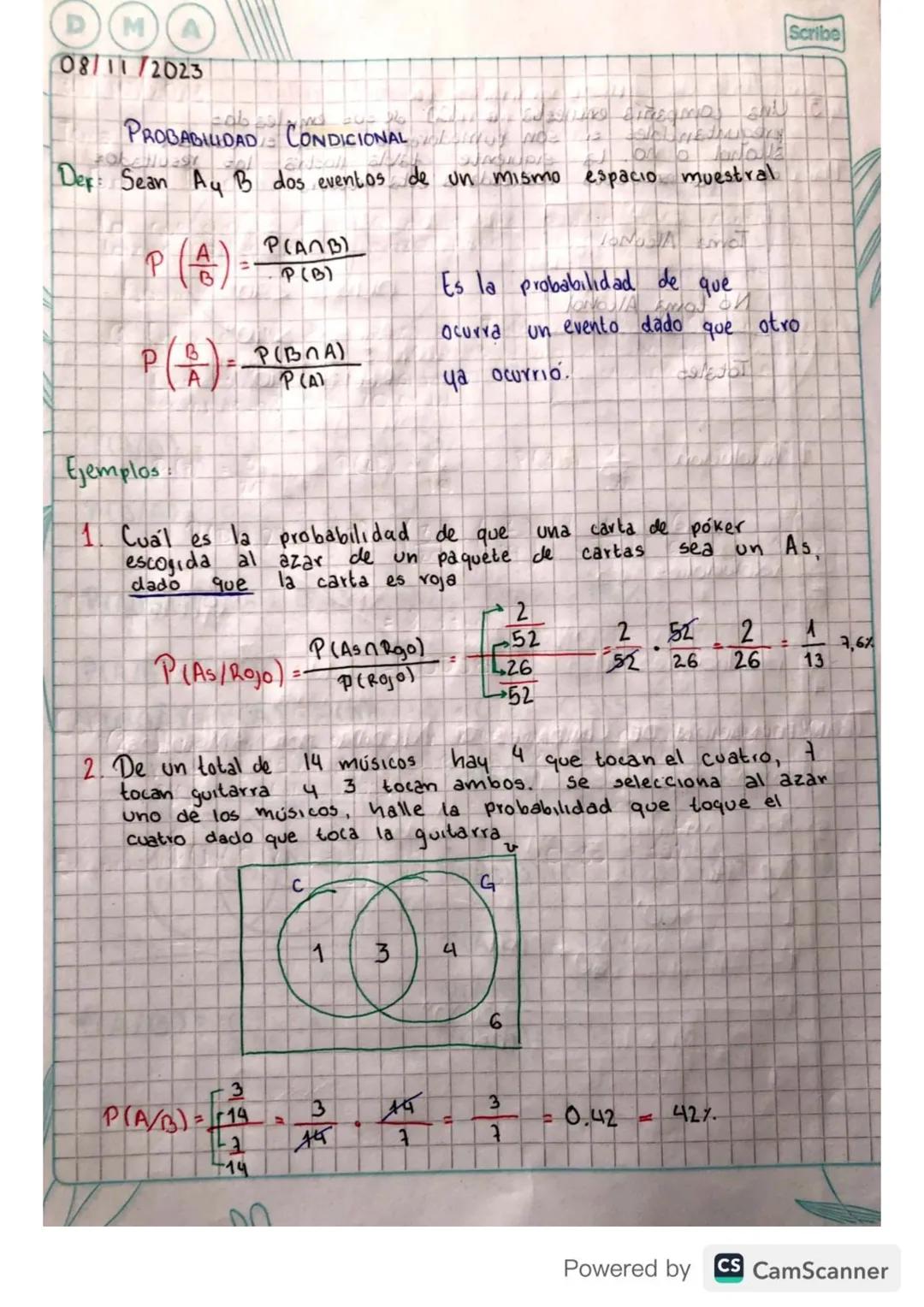Scribe
Eventos Independientes
y dependientes
Función Cuadratica
Forma canonica
Probabilidad condicional
Analisis
tablas
de doble entrada
Es