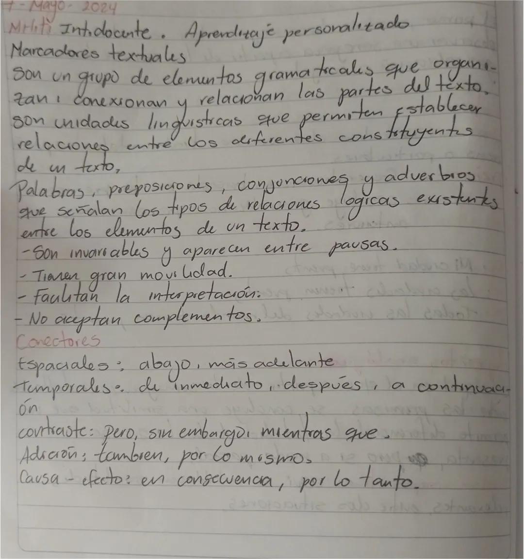 - 4-Mayo- 2024
- MrHits Intidocente. Aprendizaje personalitado.
- Marcadores textuales
- Son un grupo de elementos gramaticales que organe.