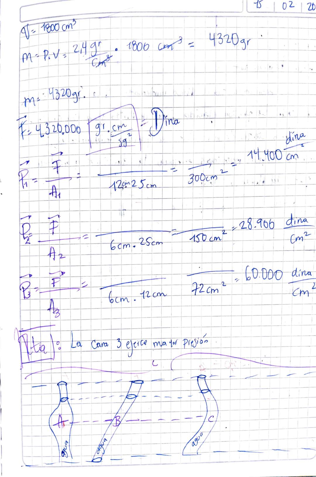 15 02
2024
P= Fuerza normal Sobre
on area
Area Sobre la que se
distribuye la fuerza
F
A
-Arca
Las unidades de la presión es el Pascal
Fuerza
