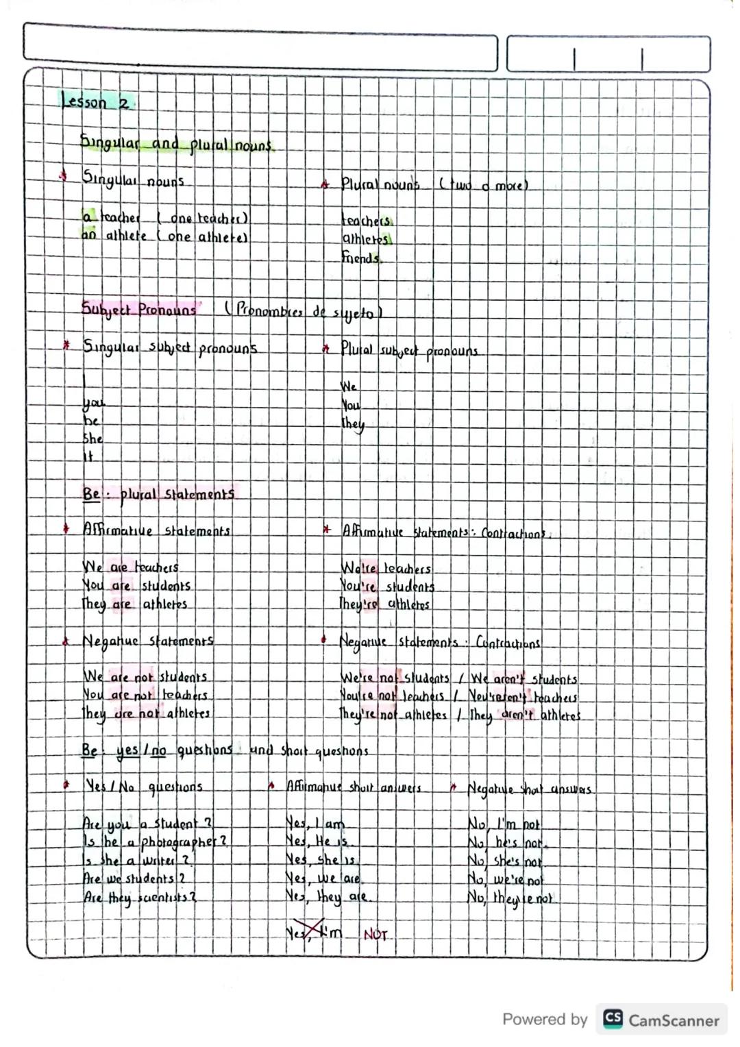 UNIT 1
Lesson
Importante I
Merb be: Singular Statements / Contractions
* Afhimahue statements
I am a teacher
You are a student
He is a music