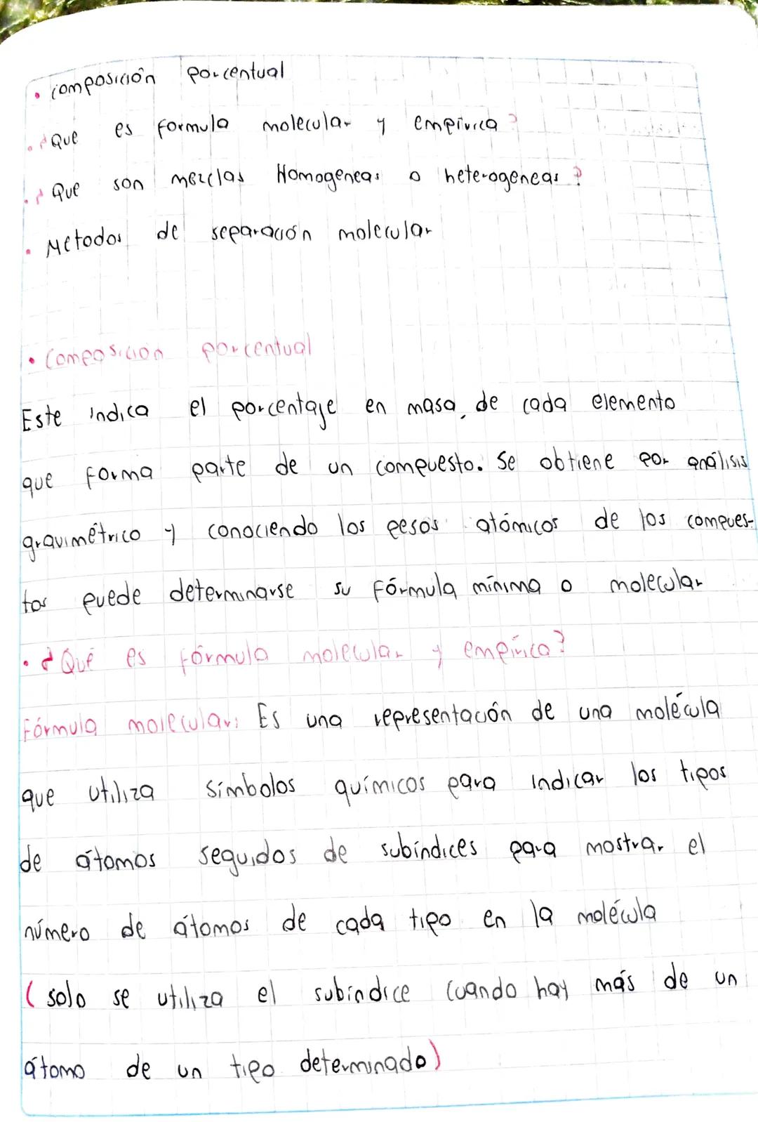 composición porcentual
Que
es Formula
molecular y empivica
Que
500
mezclas Homogeneas a heterogeneas
• Metodo
de separación molecular
Compos