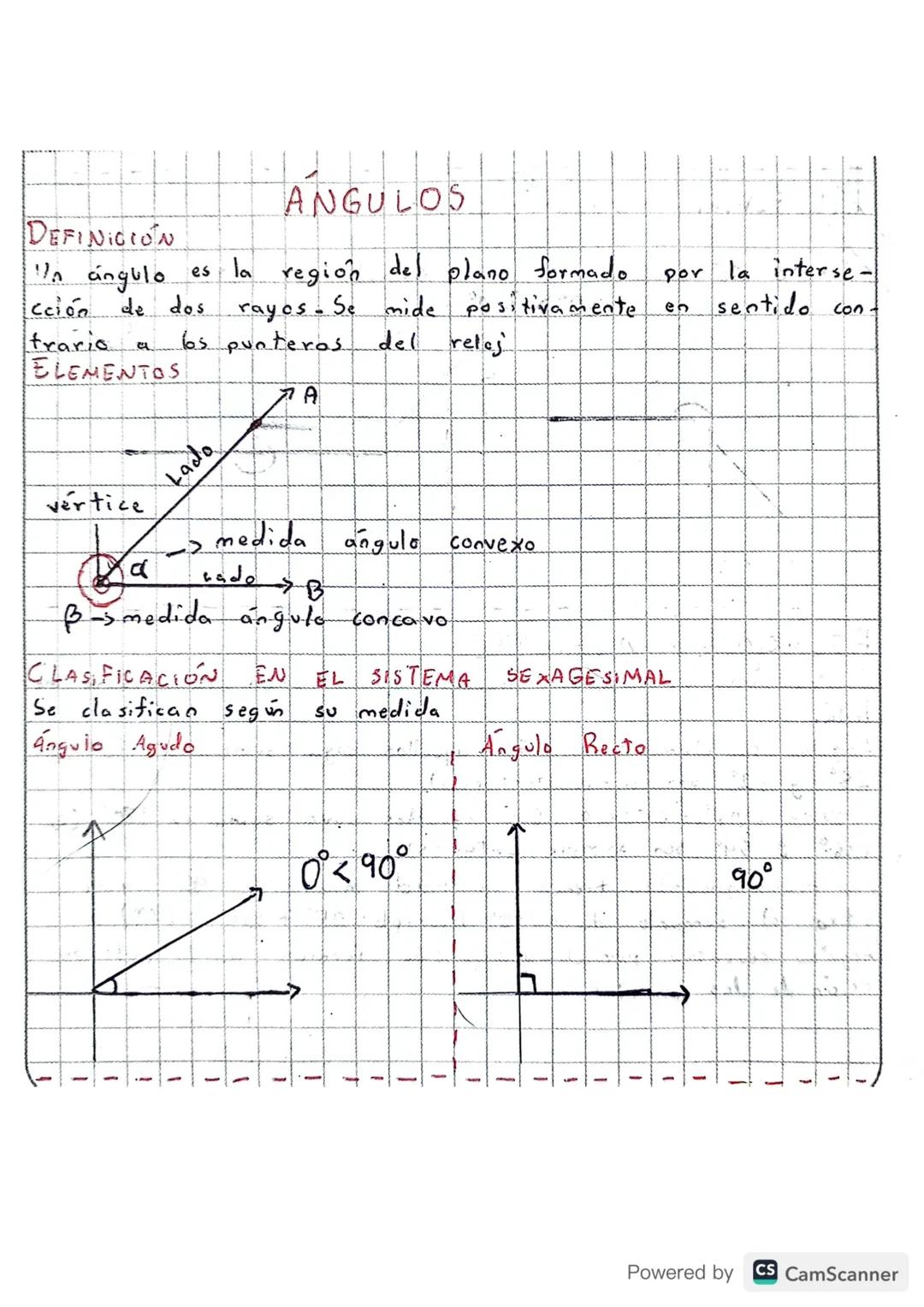 DEFINICION
"'n ángulo
ANGULOS
es la region del plano formado.
cción de dos rayos. Se mide positivamente
trario
ELEMENTOS
a
65 punteras
del r