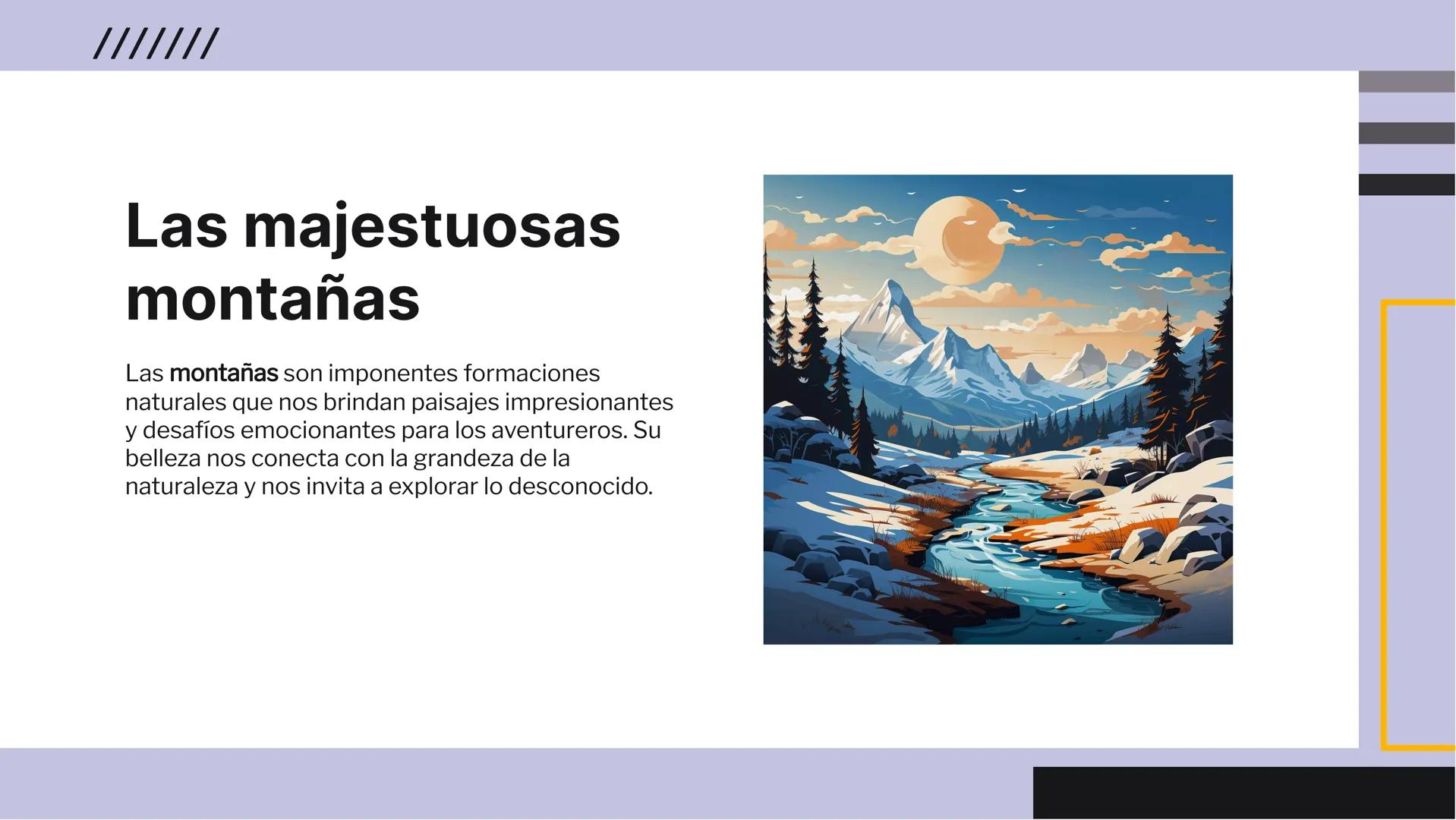 Descubriendo la naturaleza:
montañas, sol y vida salvaje ////
¡Bienvenidos!
Prepárense para un viaje emocionante a través de
las montañas, e