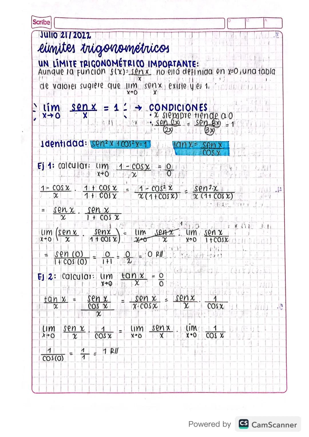 Matemáticas grado 11 - Límites trigonométricos
