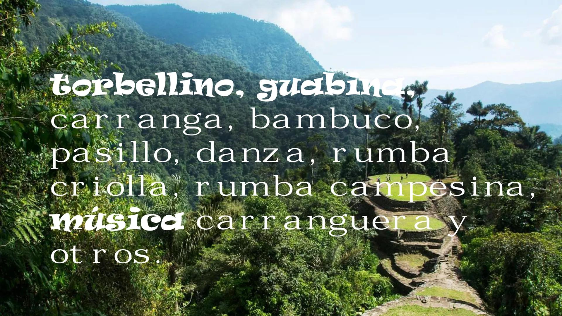 Region andina
DANA SOFIA CANO MENDOZA 7-5 Ritmos, danzas y
bailes: torbellino, guabine
carranga, bambuco,
pasillo, danza, rumba
criolla, rum