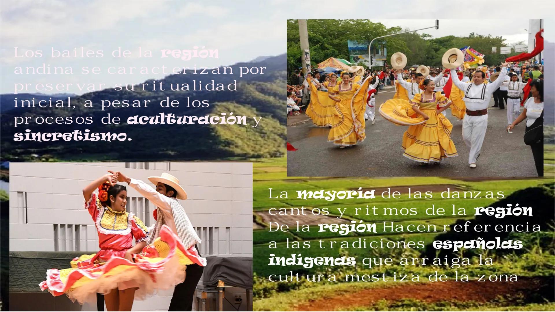 Region andina
DANA SOFIA CANO MENDOZA 7-5 Ritmos, danzas y
bailes: torbellino, guabine
carranga, bambuco,
pasillo, danza, rumba
criolla, rum