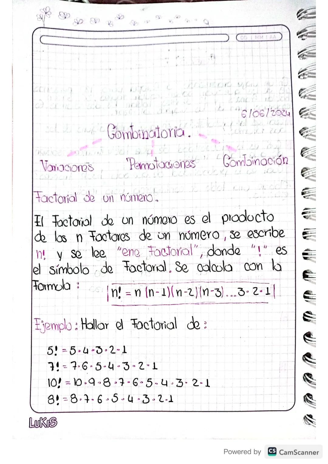 OD
MMAA
DOC for you
6/06/2024
SING
Combinatoria.
29
Variaciones
Pamotaciones
Combinación
Factorial de un número.
El Factorial de un número e