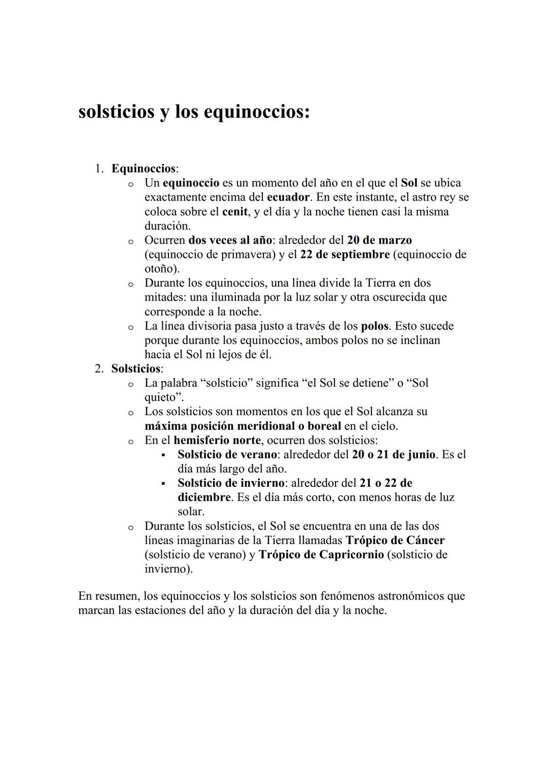 SOLSTICIOS Y LOS EQUINOCCIOS
