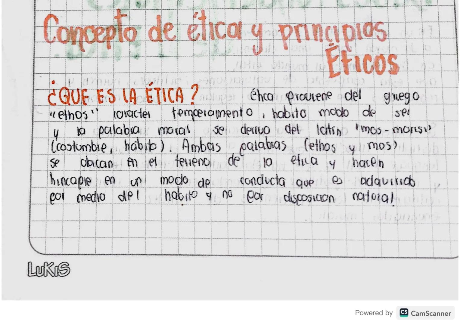 Concepto de ética y principios
Eticos
¿QUE ES LA ÉTICA ? ética proviene del
"ethos toracter temperamento, habito modo de
y
grego
se
to palab