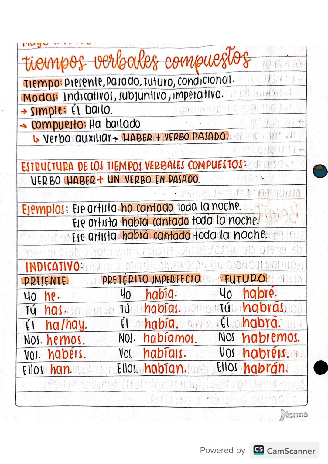 Lengua Castellana grado 10 y 11 - Tiempos Verbales Compuestos