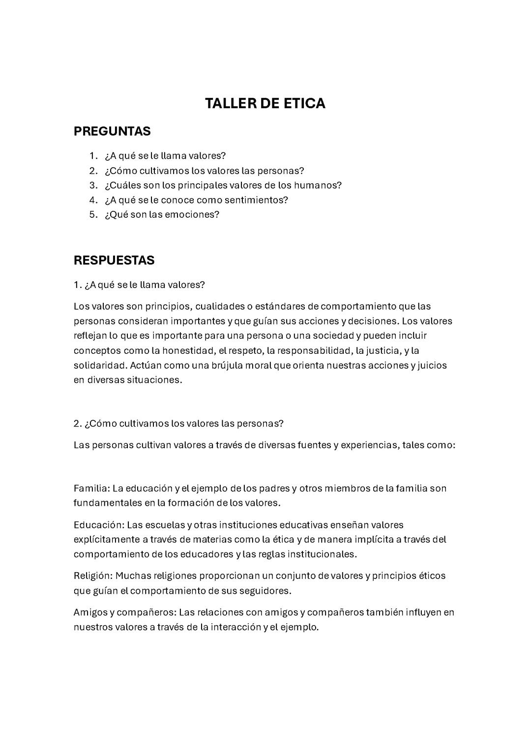 Taller de Ética y Valores