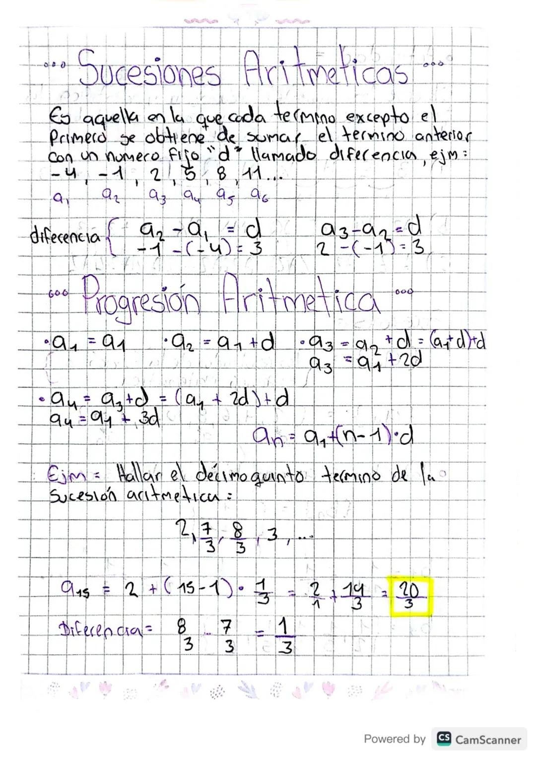Sucesiones y progesiones aritméticas