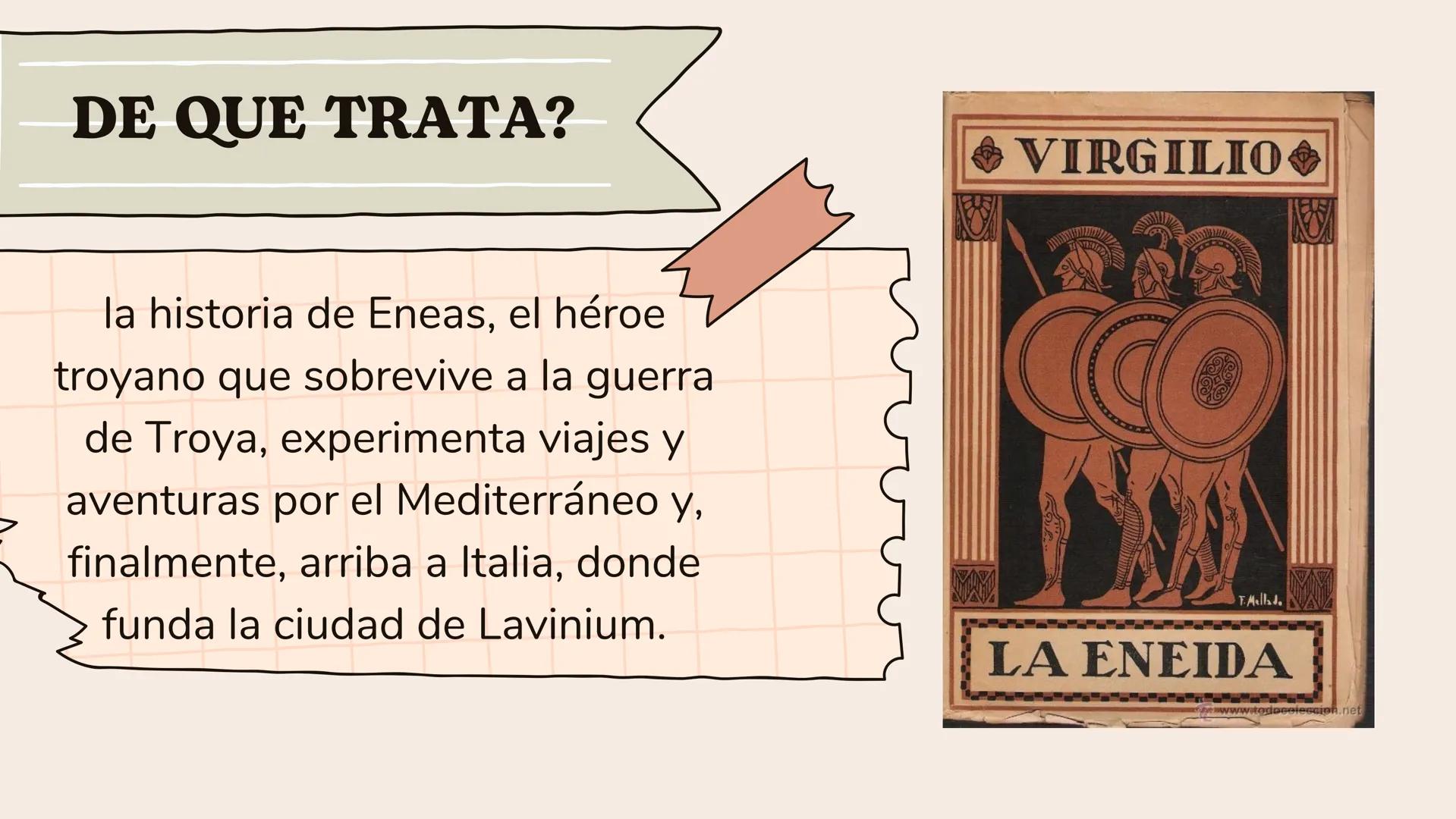 о
0
о
0
0
O
Cultura romana
La eneida de virgilio ¿Que significa?
La Eneida (en latín, Aeneis) es
una epopeya latina escrita por el
poeta rom