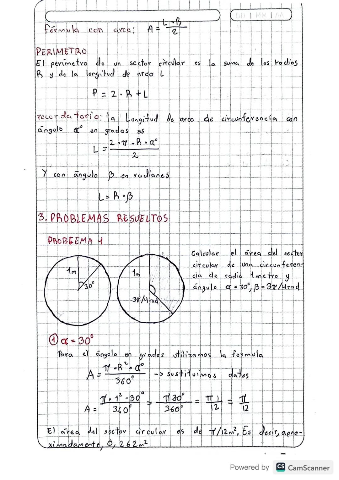 SECTOR
CIRCULAR
DETERMINAR LA LONGITUD DE ABCO : Si el radio de un
y el ángulo del centro de 10° Entonces la
circulo
es de 2cm
longitud de a
