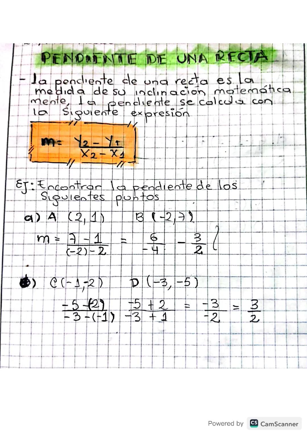 PENDIENTE DE UNA RECTA